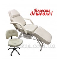 КУШЕТКА КОСМЕТОЛОГІЧНА  LS-202 BLACK + стілець майстра 780